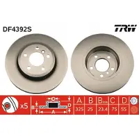 TRW Bromsskiva DF4392S fram, ventilerad, 1 Stycke