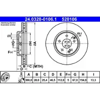 Ate Bromsskiva Power Disc 24.0328-0106.1, 1 Stycke