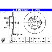 Ate Bromsskiva Power Disc 24.0312-0126.1, 1 Stycke