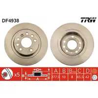 TRW Bromsskiva DF4938 bak, full, 1 Stycke
