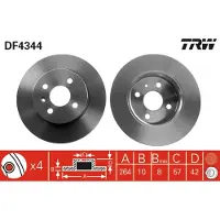 TRW Bromsskiva LUC DF4344 bak, full, 1 Stycke