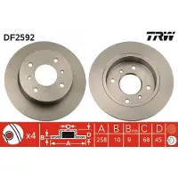 TRW Bromsskiva DF2592 bak, full, 1 Stycke