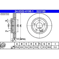 Ate Bromsskiva Power Disc 24.0322-0199.1, 1 Stycke