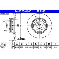 Ate Bromsskiva Power Disc 24.0325-0160.1, 1 Stycke