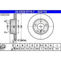 Ate Bromsskiva Power Disc 24.0322-0115.1, 1 Stycke