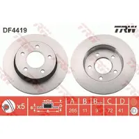 TRW Bromsskiva DF4419 bak, full, 1 Stycke