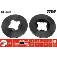 TRW Bromsskiva DF2679 fram, ventilerad, 1 Stycke
