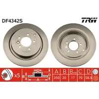TRW Bromsskiva LUC DF4342S bak, ventilerad, 1 Stycke
