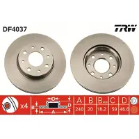 TRW Bromsskiva DF4037 fram, ventilerad, 1 Stycke