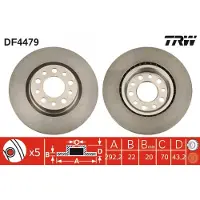 TRW Bromsskiva DF4479 bak, ventilerad, 1 Stycke