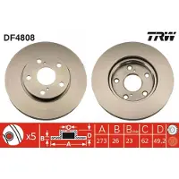 TRW Bromsskiva LUC DF4808 fram, ventilerad, 1 Stycke