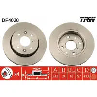 TRW Bromsskiva DF4020 fram, ventilerad, 1 Stycke