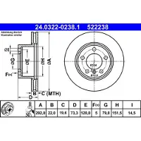 Ate Bromsskiva Power Disc 24.0322-0238.1, 1 Stycke