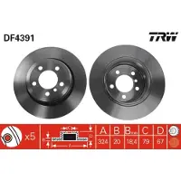 TRW Bromsskiva DF4391 bak, ventilerad, 1 Stycke