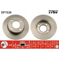 TRW Bromsskiva DF1526 bak, full, 1 Stycke