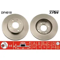 TRW Bromsskiva DF4018 fram, ventilerad, 1 Stycke
