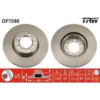 TRW Bromsskiva DF1586 fram, ventilerad, 1 Stycke