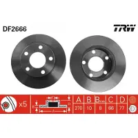 TRW Bromsskiva DF2666 fram, full, 1 Stycke