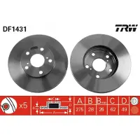 TRW Bromsskiva DF1431 fram, ventilerad, 1 Stycke