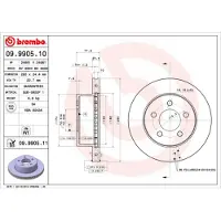 Brembo Bromsskiva 9990511 fram, ventilerad, 1 Stycke