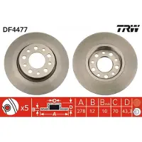 TRW Bromsskiva DF4477 bak, full, 1 Stycke