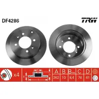 TRW Bromsskiva DF4286 bak, full, 1 Stycke
