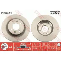 TRW Bromsskiva DF6431 fram, ventilerad, 1 Stycke