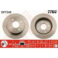 TRW Bromsskiva DF7249 bak, full, 1 Stycke