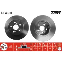 TRW Bromsskiva LUC DF4380 bak, full, 1 Stycke