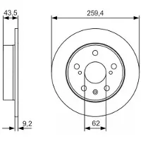 Bosch Bromsskiva 0 986 479 C44 bak, full, höggradigt förkolnad, 1 Stycke