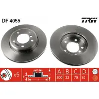 TRW Bromsskiva DF4055 fram, ventilerad, höggradigt förkolnad, 1 Stycke