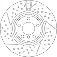 TRW Bromsskiva DF6606S bak, perforerad, slits, höggradigt förkolnad, 1 Stycke