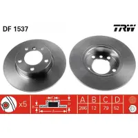 TRW Bromsskiva DF1537 fram, full, höggradigt förkolnad, 1 Stycke