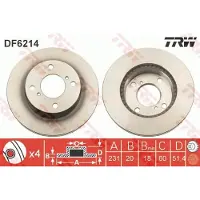 TRW Bromsskiva DF6214 fram, ventilerad, 1 Stycke