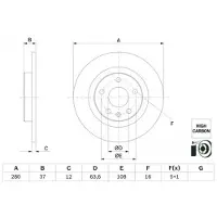 Bosch Bromsskiva 0 986 479 F41 bak, full, höggradigt förkolnad, 1 Stycke