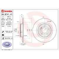 Brembo Bromsskiva 08B74141 bak, full, höggradigt förkolnad, 1 Stycke