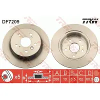 TRW Bromsskiva DF7209 bak, full, 1 Stycke