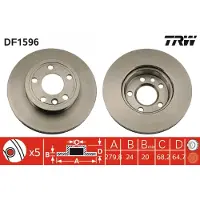 TRW Bromsskiva DF1596 fram, ventilerad, 1 Stycke