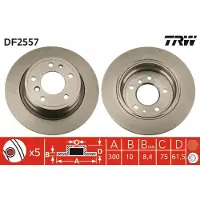 TRW Bromsskiva DF2557 bak, full, 1 Stycke
