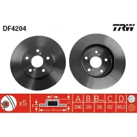 TRW Bromsskiva DF4204 fram, ventilerad, 1 Stycke