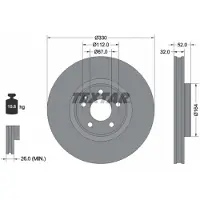 Textar Bromsskiva 92334903 fram, ventilerad, 1 Stycke