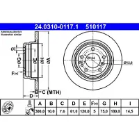 Ate Bromsskiva Power Disc 24.0310-0117.1, 1 Stycke
