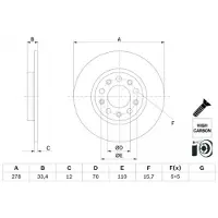 Bosch Bromsskiva 0 986 479 H24 bak, full, höggradigt förkolnad, 1 Stycke