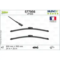 Valeo Torkarblad Silencio 577956, 600/500mm, Front, 2 Stycke
