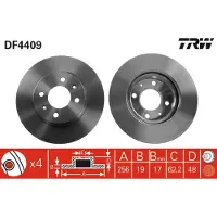 TRW Bromsskiva LUC DF4409 fram, ventilerad, 1 Stycke