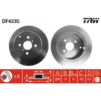 TRW Bromsskiva LUC DF4335 bak, full, 1 Stycke