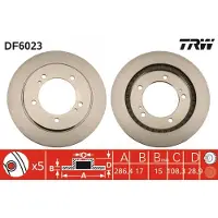 TRW Bromsskiva DF6023 fram, ventilerad, 1 Stycke