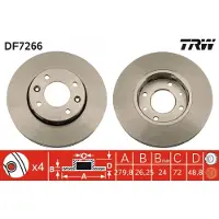 TRW Bromsskiva DF7266 fram, ventilerad, 1 Stycke