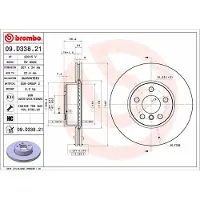 Brembo Bromsskiva 09D33821 fram, ventilerad, höggradigt förkolnad, 1 Stycke