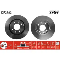 TRW Bromsskiva DF2782 fram, ventilerad, 1 Stycke